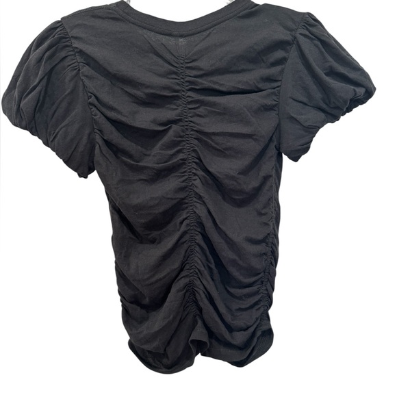 Free People Black Ruched Puff-Sleeve Top - Picture 3 of 5